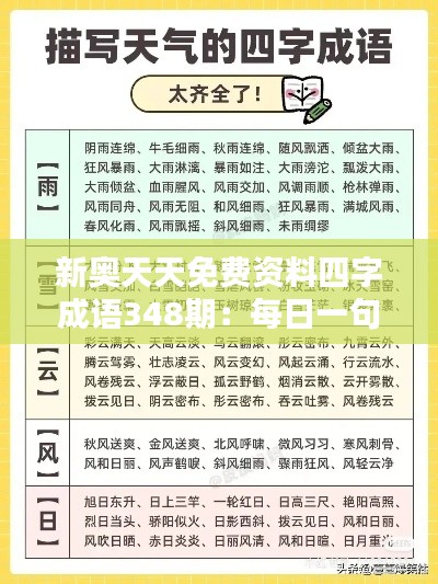 新奥天天免费资料四字成语348期:每日一句,智慧积累