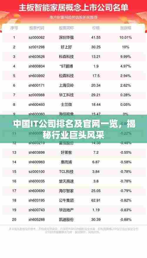 中国IT公司排名及官网一览,揭秘行业巨头风采