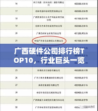 广西硬件公司排行榜TOP10,行业巨头一览