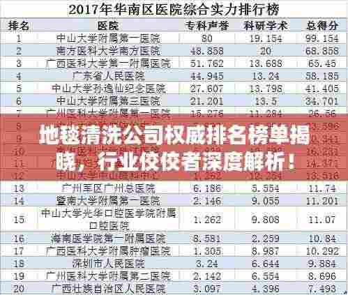 地毯清洗公司权威排名榜单揭晓,行业佼佼者深度解析!